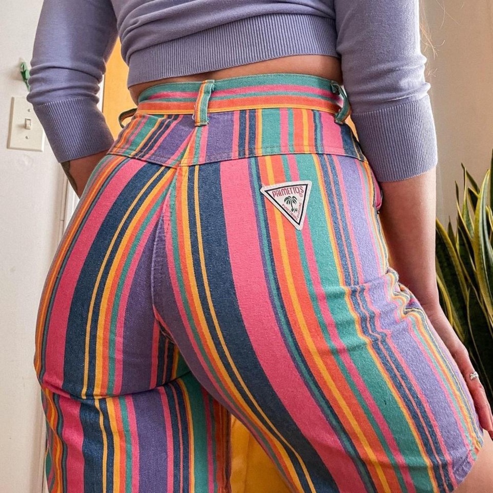 Vintage Rare Striped Palmetto Shorts